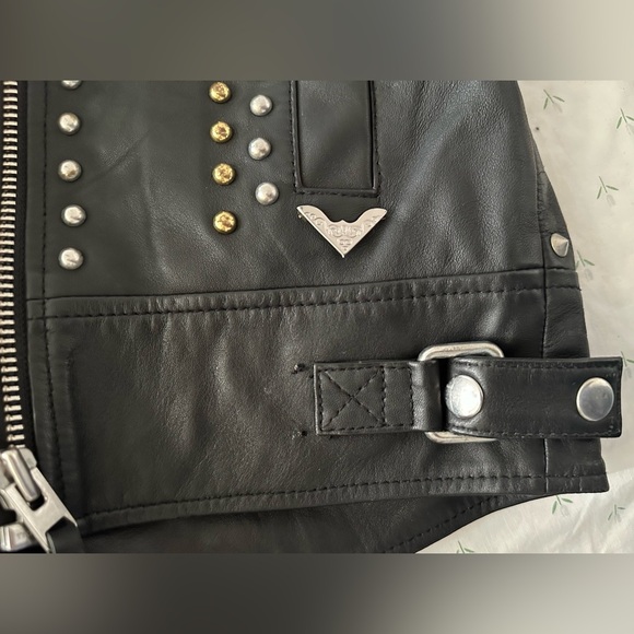 Topshop real leather biker bomber jacket black multi sequin floral studs $560 6 - Picture 15 of 16